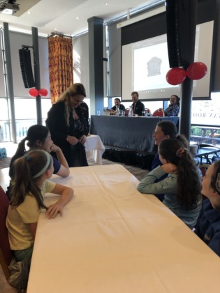 Lots of laughs as the girls invented their own video game character for Art Director Denman Rooke to bring to life in real time.